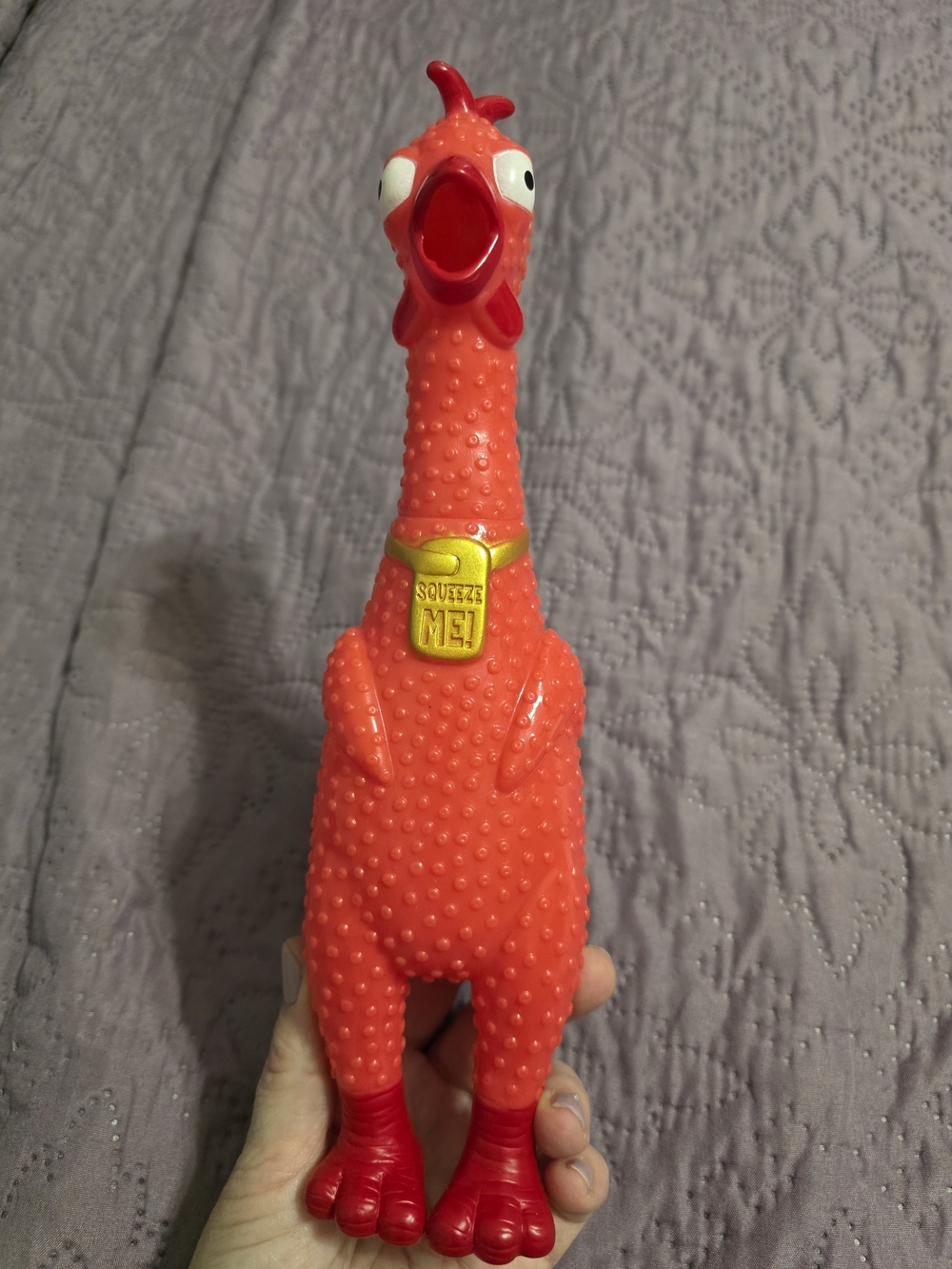 BRAND NEW. Red Squeaky Rubber Chicken Dog Toy - Pets Bird